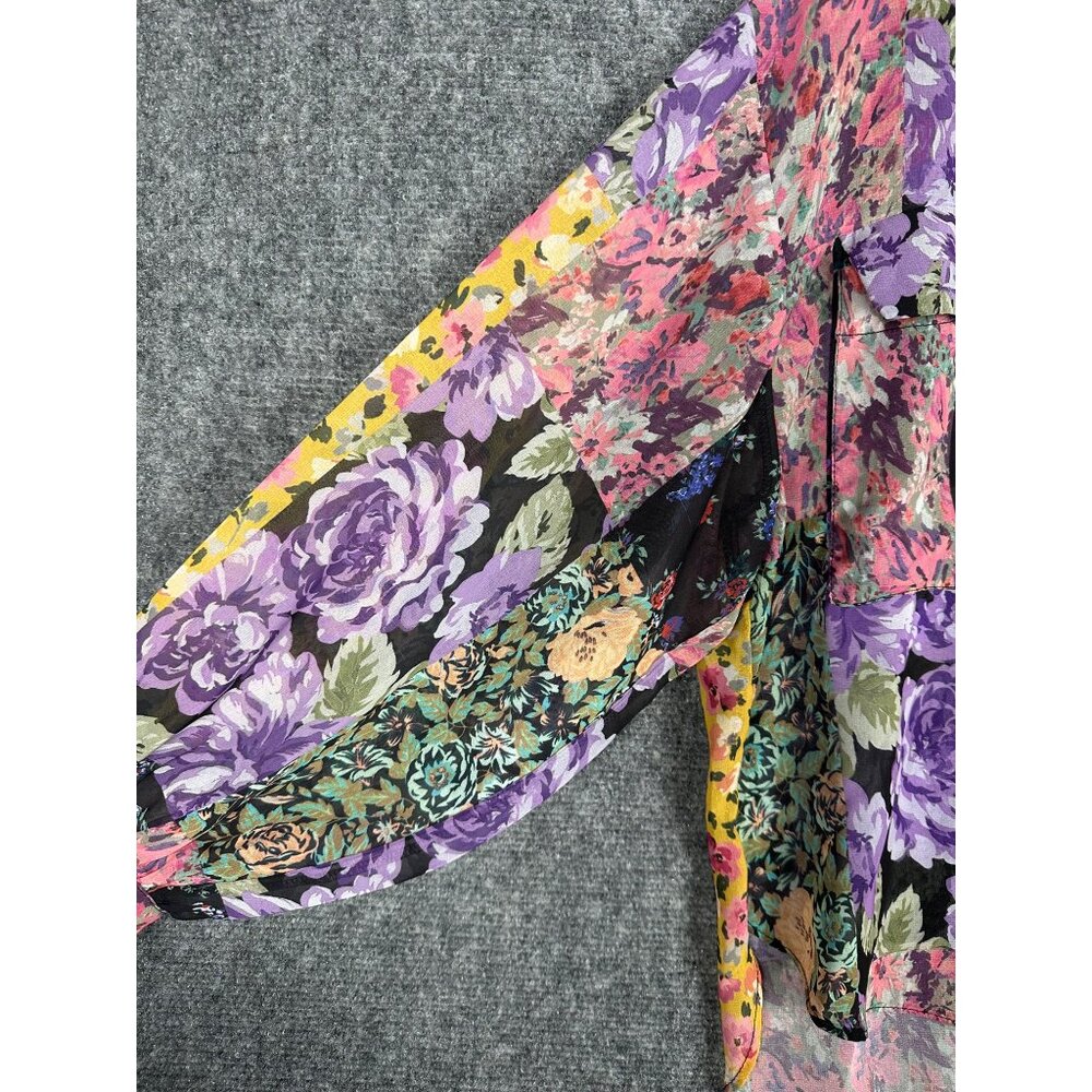 Zara Floral Print The Amelie Shirt‎ Small Patchwork Sheer Flowy Cottage Boho - Picture 6 of 11